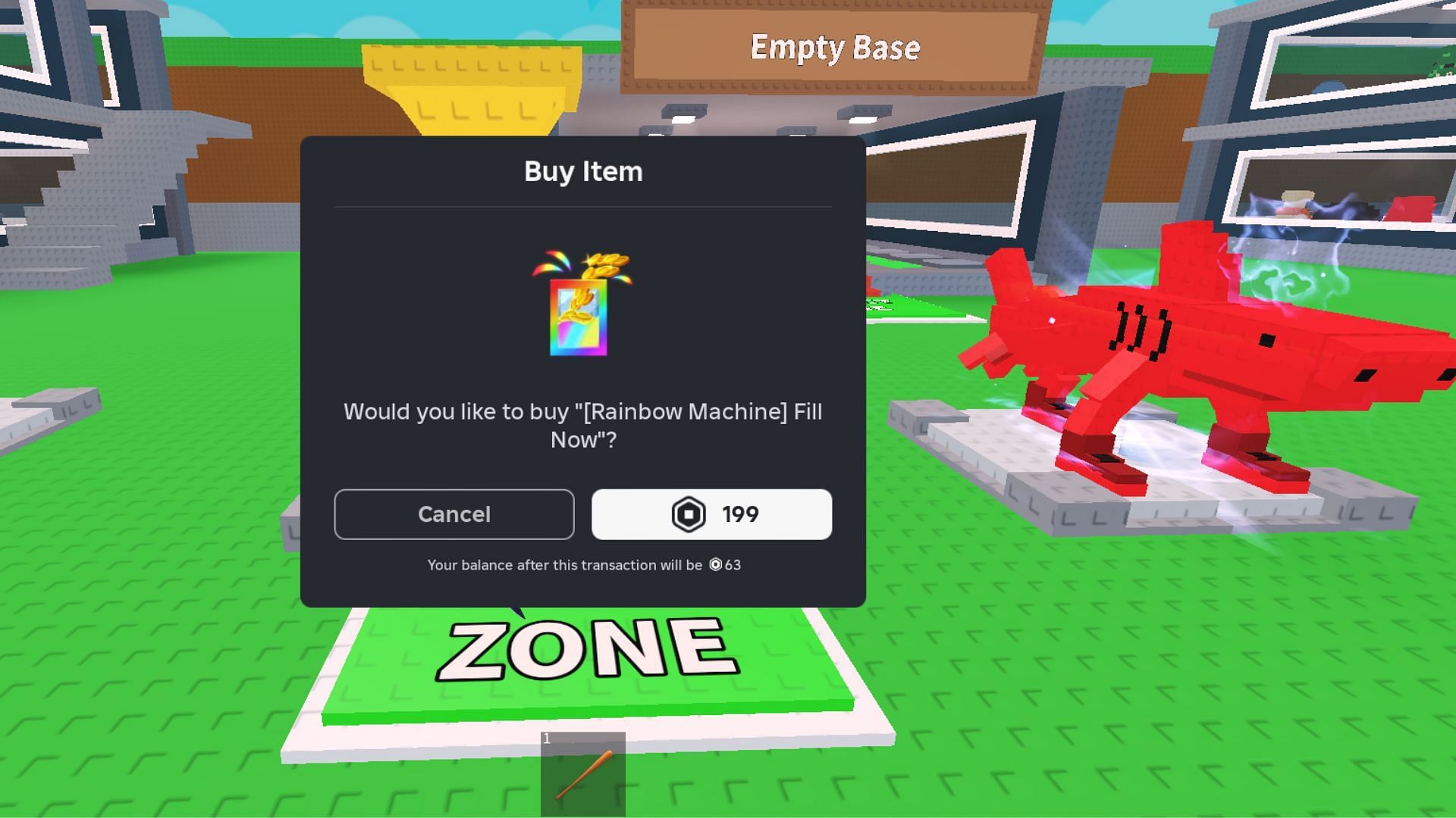 You can use Robux to fill up the machine (Image via Roblox)